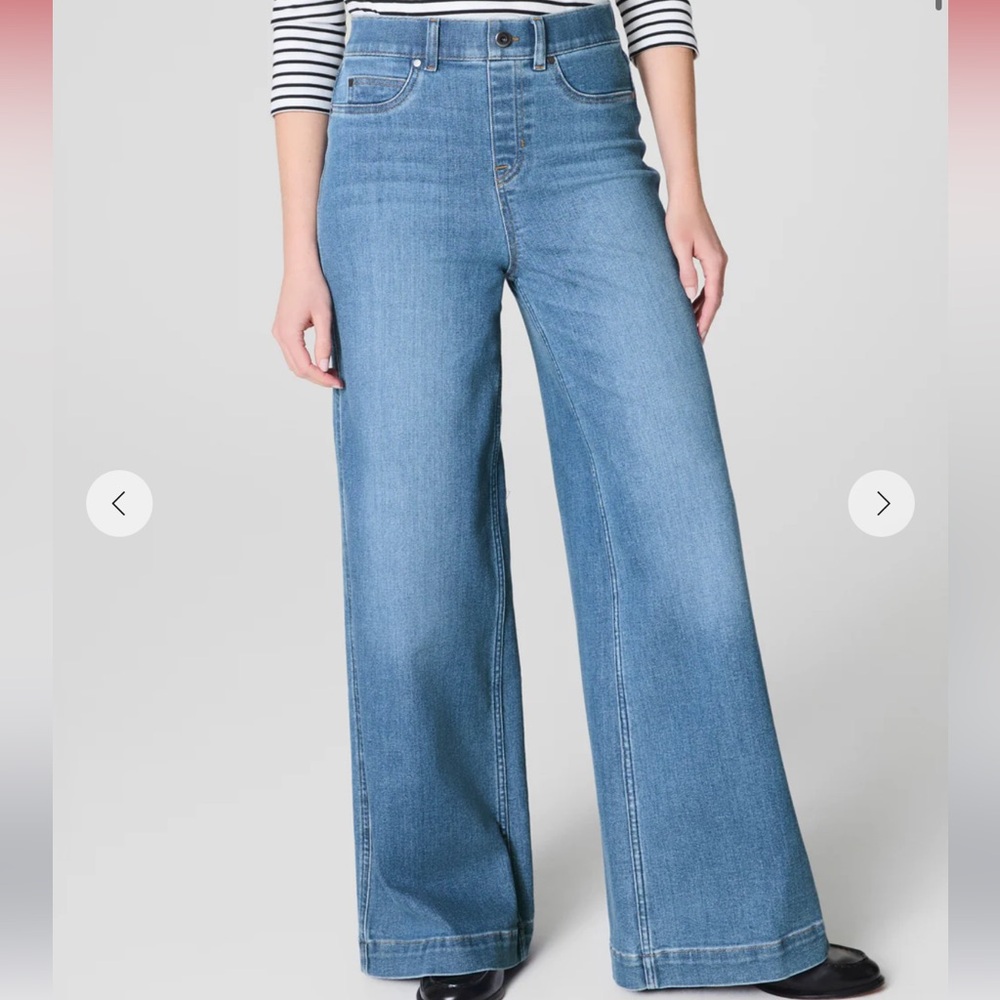 SPANX Blue Flare Wide-Leg Jeans